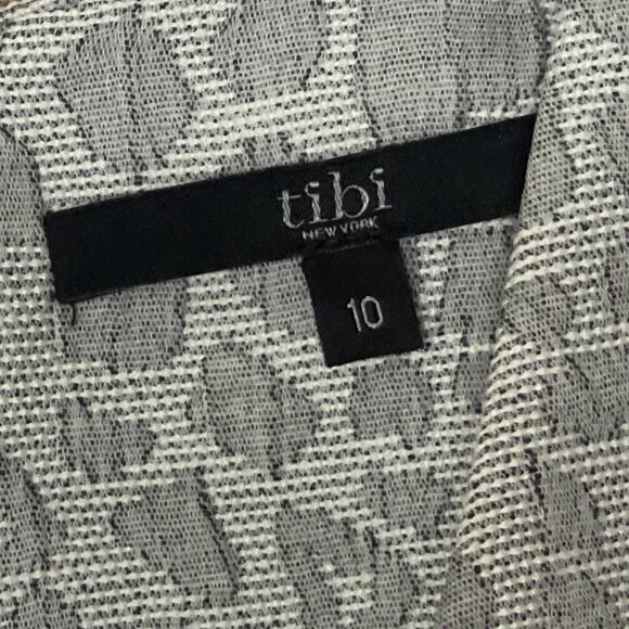 Tibi Rime Jacquard Flirty Fit And Flare Sleeveless Dress Gray Leopard SZ 10 - Picture 4 of 9